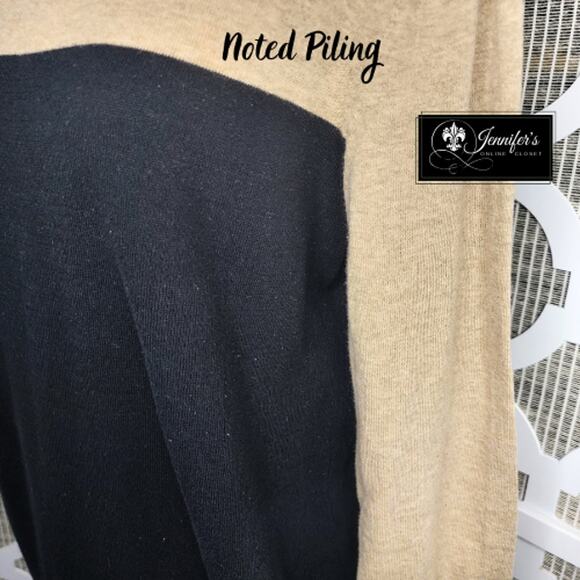 Jones New York Sport Women's Black and Tan 3/4 Sleeve Pull Over Sweater Size L - Picture 4 of 9